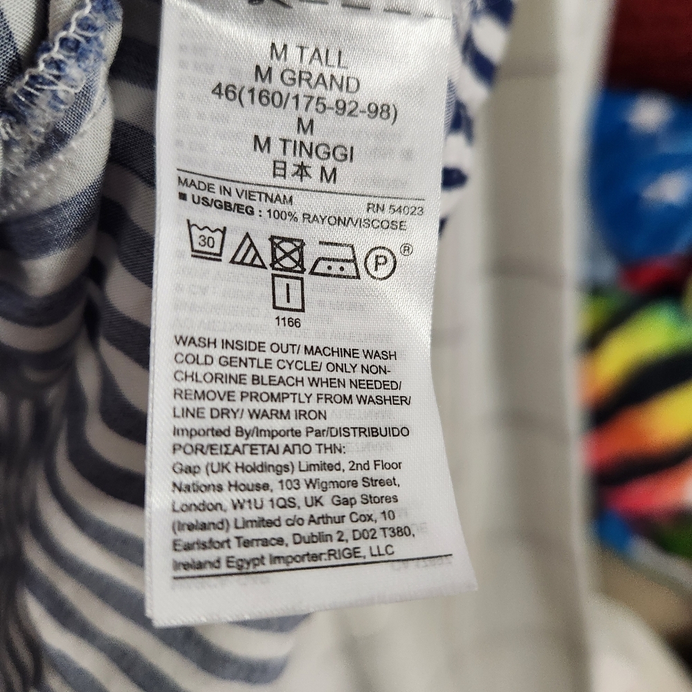 Gap Blue White Stripe Rayon V-Neck Short Dolman Slv Tunic Shift Dress Size M - Picture 5 of 6